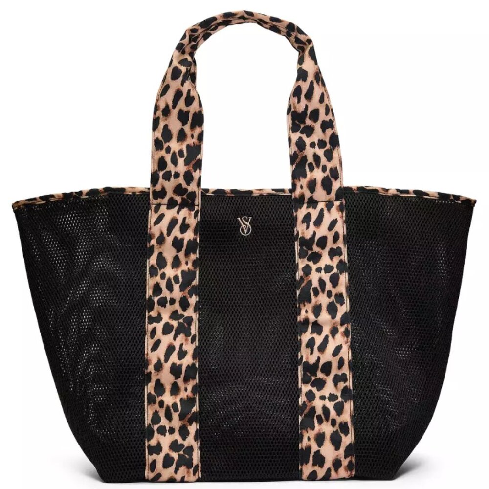 NWT Victoria's Secret Leopard Mesh Tote Bag Large Beach Travel Bag 11261833